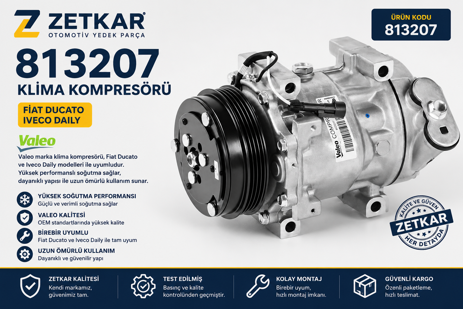 813207 FİAT DUCATO İVECO DAİLY KLİMA KOMPRESÖRÜ